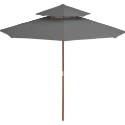 MAISON EXCLUSIVE - Parasol à deux étages avec mât en bois 270 cm anthracite