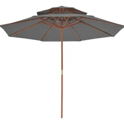 MAISON EXCLUSIVE - Parasol à deux étages avec mât en bois 270 cm anthracite
