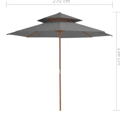 MAISON EXCLUSIVE - Parasol à deux étages avec mât en bois 270 cm anthracite