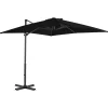 MAISON EXCLUSIVE - Parasol de jardin en porte-à-faux et mât en aluminium noir