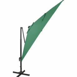 MAISON EXCLUSIVE - Parasol de jardin en porte-à-faux et mât et lumières led vert