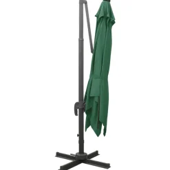 MAISON EXCLUSIVE - Parasol de jardin en porte-à-faux et mât et lumières led vert