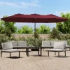 MAISON EXCLUSIVE - Parasol de jardin à double tête avec led rouge bordeaux