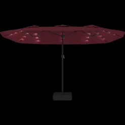 MAISON EXCLUSIVE - Parasol de jardin à double tête avec led rouge bordeaux