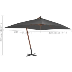 MAISON EXCLUSIVE - Parasol de jardin en porte-à-faux avec mât en bois anthracite