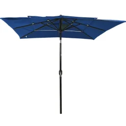 MAISON EXCLUSIVE - Parasol de jardin à 3 niveaux avec mât en aluminium bleu azuré