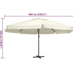 MAISON EXCLUSIVE - Parasol de jardin avec mât en aluminium 600 cm blanc sable