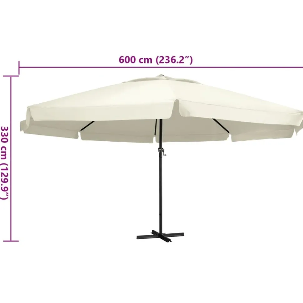 MAISON EXCLUSIVE - Parasol de jardin avec mât en aluminium 600 cm blanc sable