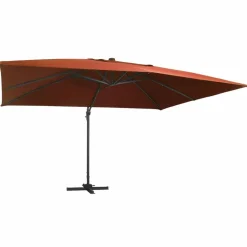 MAISON EXCLUSIVE - Parasol de jardin en porte-à-faux avec lumières led terre cuite