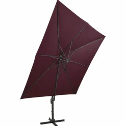 MAISON EXCLUSIVE - Parasol de jardin en porte-à-faux avec mât et lumières led