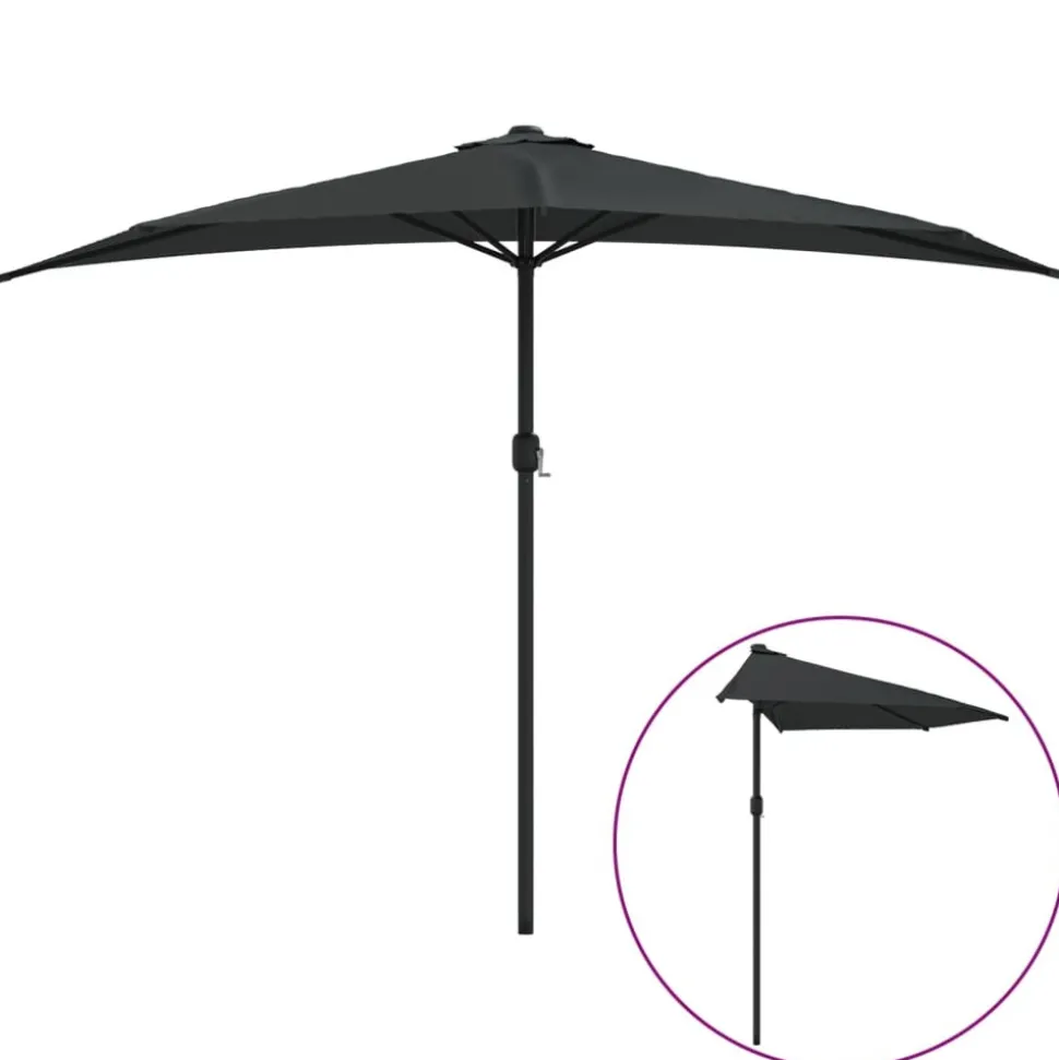 MAISON EXCLUSIVE - Parasol de balcon avec mât en aluminium noir 300x155x223cm demi