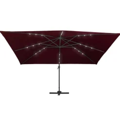 MAISON EXCLUSIVE - Parasol de jardin en porte-à-faux lumières led rouge bordeaux