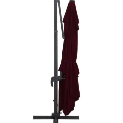 MAISON EXCLUSIVE - Parasol de jardin en porte-à-faux lumières led rouge bordeaux