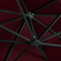 MAISON EXCLUSIVE - Parasol de jardin en porte-à-faux lumières led rouge bordeaux