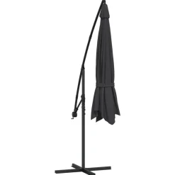 MAISON EXCLUSIVE - Parasol de jardin en porte-à-faux avec mât en aluminium noir