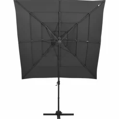 MAISON EXCLUSIVE - Parasol de jardin à 4 niveaux avec mât en aluminium anthracite