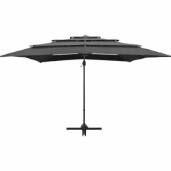 MAISON EXCLUSIVE - Parasol de jardin à 4 niveaux avec mât en aluminium anthracite