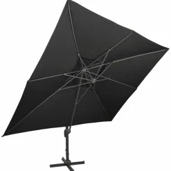 MAISON EXCLUSIVE - Parasol de jardin en porte-à-faux avec double toit noir