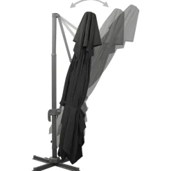 MAISON EXCLUSIVE - Parasol de jardin en porte-à-faux avec double toit noir