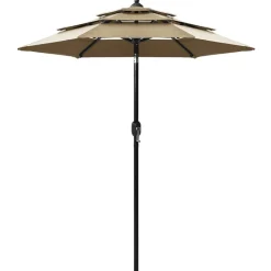 MAISON EXCLUSIVE - Parasol de jardin à 3 niveaux avec mât en aluminium taupe 2 m