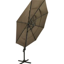 MAISON EXCLUSIVE - Parasol de jardin à 4 niveaux avec mât en aluminium taupe 3x3 m