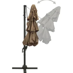 MAISON EXCLUSIVE - Parasol de jardin à 4 niveaux avec mât en aluminium taupe 3x3 m