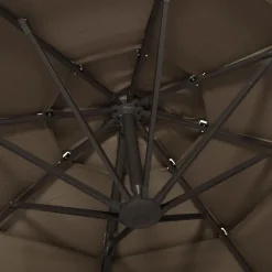 MAISON EXCLUSIVE - Parasol de jardin à 4 niveaux avec mât en aluminium taupe 3x3 m
