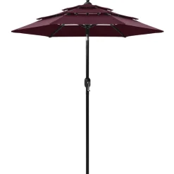 MAISON EXCLUSIVE - Parasol de jardin à 3 niveaux mât en aluminium rouge bordeaux
