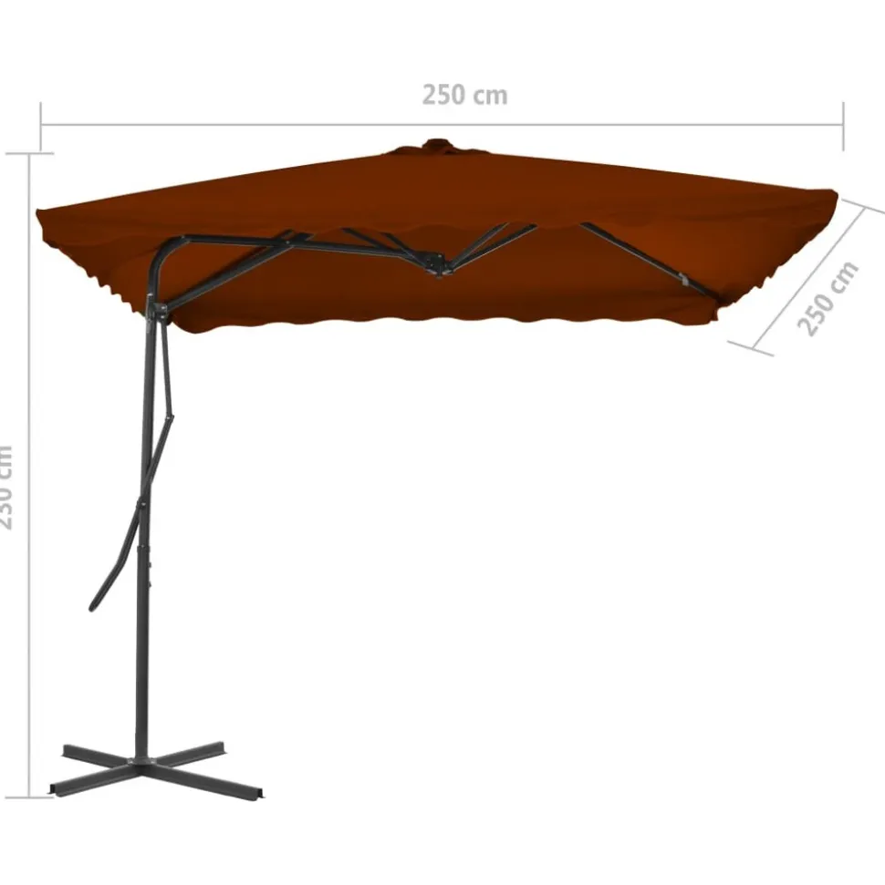 MAISON EXCLUSIVE - Parasol de jardin avec mât en acier terre cuite 250x250x230 cm