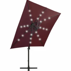 MAISON EXCLUSIVE - Parasol de jardin en porte-à-faux avec mât et lumières led