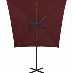 MAISON EXCLUSIVE - Parasol de jardin en porte-à-faux avec mât et lumières led