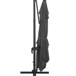 MAISON EXCLUSIVE - Parasol de jardin en porte-à-faux lumières led mât en aluminium