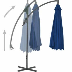 MAISON EXCLUSIVE - Parasol de jardin en porte-à-faux avec mât en acier azuré
