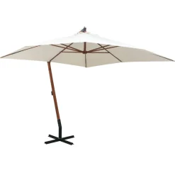 MAISON EXCLUSIVE - Parasol suspendu avec poteau en bois 300x300 cm blanc