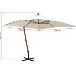 MAISON EXCLUSIVE - Parasol suspendu avec poteau en bois 300x300 cm blanc