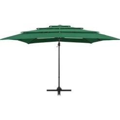 MAISON EXCLUSIVE - Parasol de jardin à 4 niveaux avec mât en aluminium vert