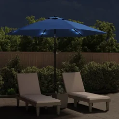 MAISON EXCLUSIVE - Parasol d'extérieur avec lumières led et mât en acier azuré
