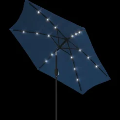 MAISON EXCLUSIVE - Parasol d'extérieur avec lumières led et mât en acier azuré