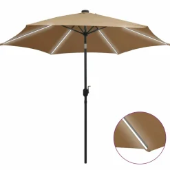 MAISON EXCLUSIVE - Parasol de jardin avec lumières led et mât en aluminium taupe