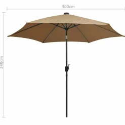 MAISON EXCLUSIVE - Parasol de jardin avec lumières led et mât en aluminium taupe