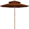 MAISON EXCLUSIVE - Parasol à deux étages avec mât en bois terre cuite 270 cm