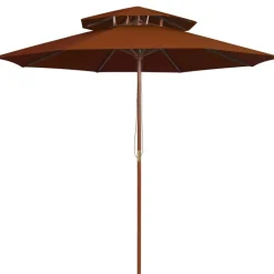 MAISON EXCLUSIVE - Parasol à deux étages avec mât en bois terre cuite 270 cm