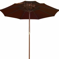MAISON EXCLUSIVE - Parasol à deux étages avec mât en bois terre cuite 270 cm