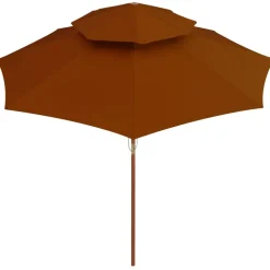 MAISON EXCLUSIVE - Parasol à deux étages avec mât en bois terre cuite 270 cm