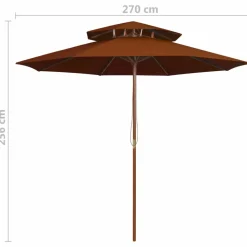 MAISON EXCLUSIVE - Parasol à deux étages avec mât en bois terre cuite 270 cm