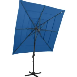 MAISON EXCLUSIVE - Parasol de jardin à 4 niveaux avec mât en aluminium bleu azuré