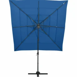 MAISON EXCLUSIVE - Parasol de jardin à 4 niveaux avec mât en aluminium bleu azuré