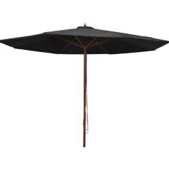 MAISON EXCLUSIVE - Parasol d'extérieur avec mât en bois 350 cm noir