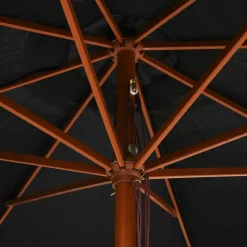 MAISON EXCLUSIVE - Parasol d'extérieur avec mât en bois 350 cm noir