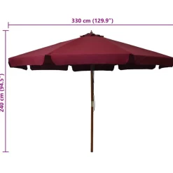 MAISON EXCLUSIVE - Parasol d'extérieur avec mât en bois 330 cm bordeaux